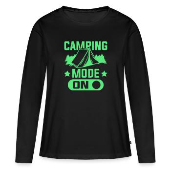 camping mode - Frauen Premium Bio Langarmshirt - Schwarz - Vorne - Julia (174cm)
