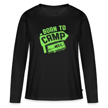 né au camp - T-shirt manches longues Premium bio Femme - noir - Devant - Julia (174cm)