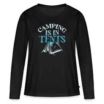 camping camping - T-shirt manches longues Premium bio Femme - noir - Devant - Julia (174cm)