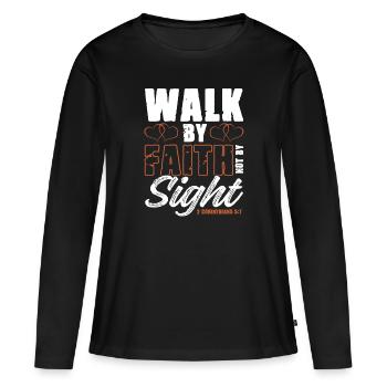aller avec la foi - T-shirt manches longues Premium bio Femme - noir - Devant - Julia (174cm)