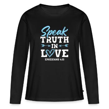 bible de la vérité dans l’amour - T-shirt manches longues Premium bio Femme - noir - Devant - Julia (174cm)