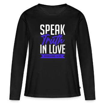 la vérité dans l’amour - T-shirt manches longues Premium bio Femme - noir - Devant - Julia (174cm)
