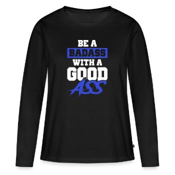 badass fitness - T-shirt manches longues Premium bio Femme - noir - Devant - Julia (174cm)