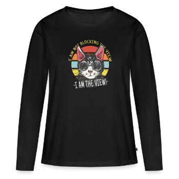 Chat Je ne bloque pas la vue Je suis la vue - T-shirt manches longues Premium bio Femme - noir - Devant - Julia (174cm)