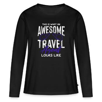 awesome travel agent - Frauen Premium Bio Langarmshirt - Schwarz - Vorne - Julia (174cm)