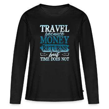 temps de voyage - T-shirt manches longues Premium bio Femme - noir - Devant - Julia (174cm)