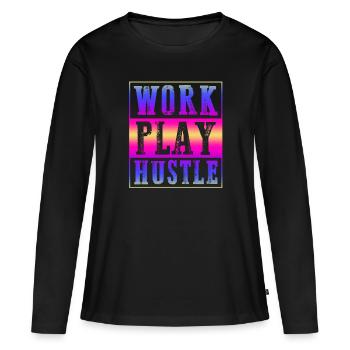 arbeit hustle - Frauen Premium Bio Langarmshirt - Schwarz - Vorne - Julia (174cm)