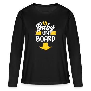 bébé à bord - T-shirt manches longues Premium bio Femme - noir - Devant - Julia (174cm)