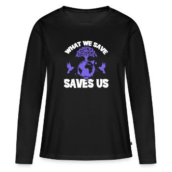 erde naturschutz - Frauen Premium Bio Langarmshirt - Schwarz - Vorne - Julia (174cm)