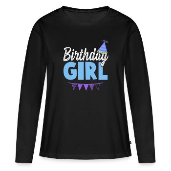 fille fille anniversaire - T-shirt manches longues Premium bio Femme - noir - Devant - Julia (174cm)