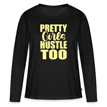 Les filles Hustle - T-shirt manches longues Premium bio Femme - noir - Devant - Julia (174cm)