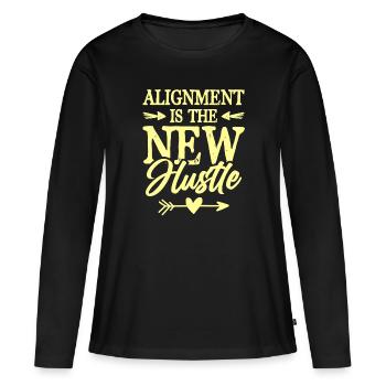 hustle spruch - T-shirt manches longues Premium bio Femme - noir - Devant - Julia (174cm)