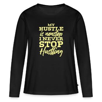 bousculade hustle - T-shirt manches longues Premium bio Femme - noir - Devant - Julia (174cm)