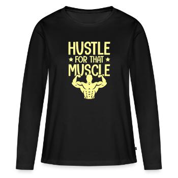muskeln hustle - Frauen Premium Bio Langarmshirt - Schwarz - Vorne - Julia (174cm)