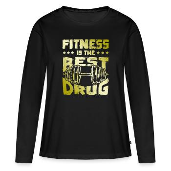fitness meilleur médicament - T-shirt manches longues Premium bio Femme - noir - Devant - Julia (174cm)