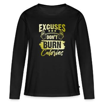 brûler des calories fitness - T-shirt manches longues Premium bio Femme - noir - Devant - Julia (174cm)