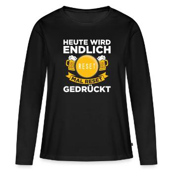 WEI DU SÄUFST IST BEI UNS AUFM DORF NUR VORGLüHEN - Frauen Premium Bio Langarmshirt - Schwarz - Vorne - Julia (174cm)