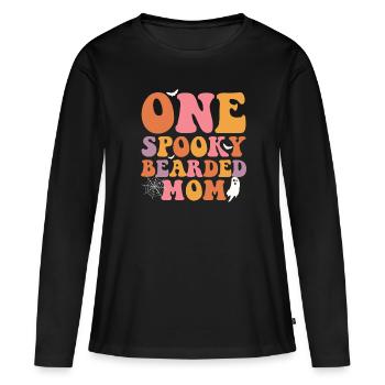 Une mère fantomatique et barbue - - T-shirt manches longues Premium bio Femme - noir - Devant - Julia (174cm)