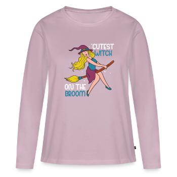 Sorcière la plus douce sur Dem - T-shirt manches longues Premium bio Femme - rose poudré - Devant - Julia (174cm)
