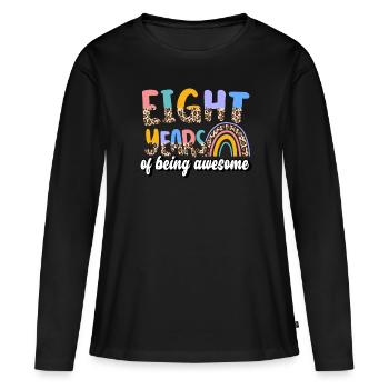 Huit ans Génial Animal Skin Pattern Anniversaire - T-shirt manches longues Premium bio Femme - noir - Devant - Julia (174cm)