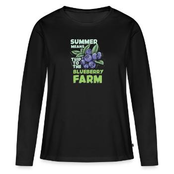 Myrtille Myrtille Arbuste Forêt Forêt Fruit - T-shirt manches longues Premium bio Femme - noir - Devant - Julia (174cm)