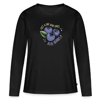 Myrtille Myrtille Arbuste Forêt Forêt Fruit - T-shirt manches longues Premium bio Femme - noir - Devant - Julia (174cm)
