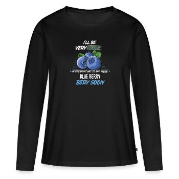 Myrtille Myrtille Arbuste Forêt Forêt Fruit - T-shirt manches longues Premium bio Femme - noir - Devant - Julia (174cm)