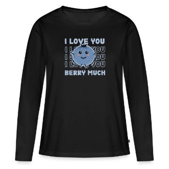 Myrtille Myrtille Arbuste Forêt Forêt Fruit - T-shirt manches longues Premium bio Femme - noir - Devant - Julia (174cm)