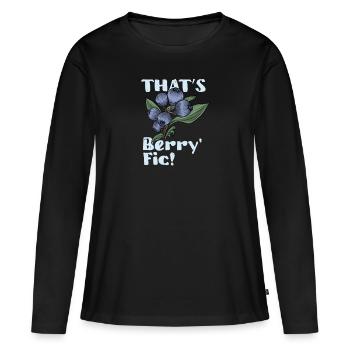Myrtille Myrtille Arbuste Forêt Forêt Fruit - T-shirt manches longues Premium bio Femme - noir - Devant - Julia (174cm)