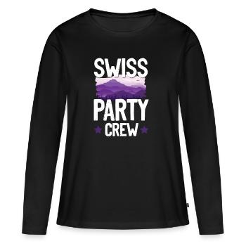 Swiss Party Crew - T-shirt manches longues Premium bio Femme - noir - Devant - Julia (174cm)