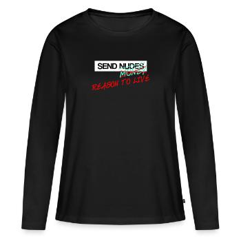 Envoyer des nus Envoyer de l’argent Envoyer une raison de vivre - T-shirt manches longues Premium bio Femme - noir - Devant - Julia (174cm)