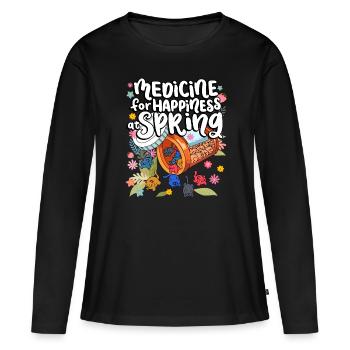 Medizin Zum Glücklichsein Bei Spring Cat Gummies - Frauen Premium Bio Langarmshirt - Schwarz - Vorne - Julia (174cm)