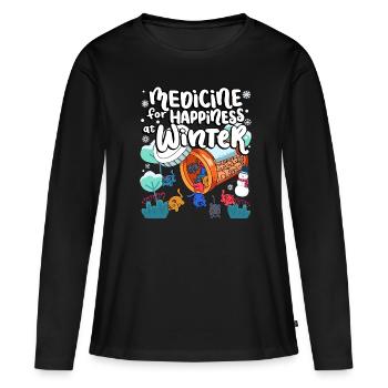 Medizin Zum Glücklichsein Bei Winter Cat Gummies - Frauen Premium Bio Langarmshirt - Schwarz - Vorne - Julia (174cm)