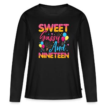 Doux Sassy Et Dix-neuf Saupoudrés Délicieux - T-shirt manches longues Premium bio Femme - noir - Devant - Julia (174cm)