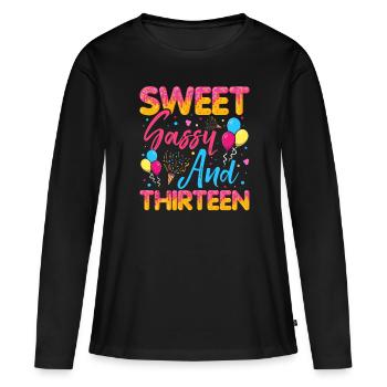 Sweet Sassy Et Treize Saupoudres Délicieux - T-shirt manches longues Premium bio Femme - noir - Devant - Julia (174cm)