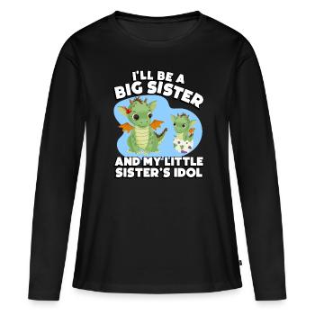Je vais être une grande sœur et l’idole - T-shirt manches longues Premium bio Femme - noir - Devant - Julia (174cm)