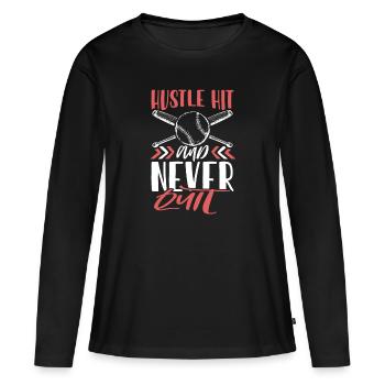 baseball hustle - Frauen Premium Bio Langarmshirt - Schwarz - Vorne - Julia (174cm)