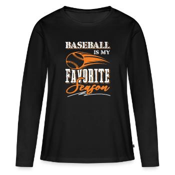 Saison de baseball - T-shirt manches longues Premium bio Femme - noir - Devant - Julia (174cm)