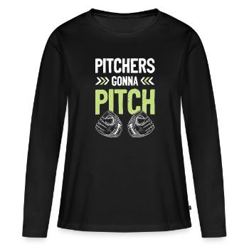 baseball pitcher - Frauen Premium Bio Langarmshirt - Schwarz - Vorne - Julia (174cm)