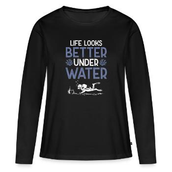 Plongée sous l’eau - T-shirt manches longues Premium bio Femme - noir - Devant - Julia (174cm)
