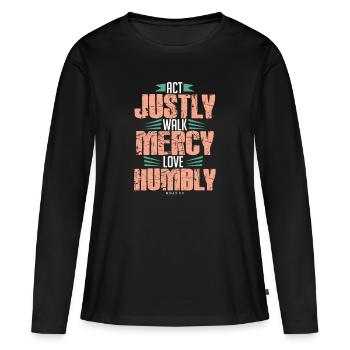 bibel verse spruch - Frauen Premium Bio Langarmshirt - Schwarz - Vorne - Julia (174cm)
