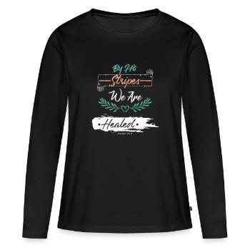 Guérison des versets bibliques - T-shirt manches longues Premium bio Femme - noir - Devant - Julia (174cm)