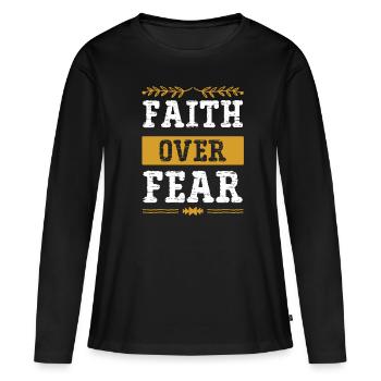 Bible Foi Foi Peur - T-shirt manches longues Premium bio Femme - noir - Devant - Julia (174cm)
