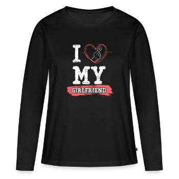 J’aime ma copine - T-shirt manches longues Premium bio Femme - noir - Devant - Julia (174cm)