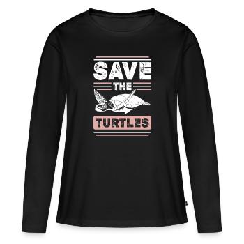 Animal rights activist turtle - Women's Premium Organic Long Sleeve Shirt - black - Front - Julia (174cm)