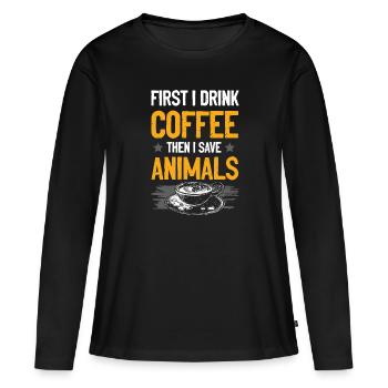 Animal rights activist coffee - Women's Premium Organic Long Sleeve Shirt - black - Front - Julia (174cm)