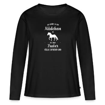 Traber I Pony Pferde Spruch Motiv für Reiterin - Frauen Premium Bio Langarmshirt - Schwarz - Vorne - Julia (174cm)