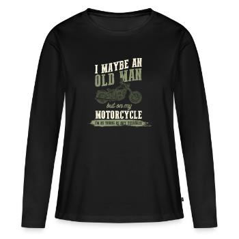 Motorcycle Old Man - Women's Premium Organic Long Sleeve Shirt - black - Front - Julia (174cm)