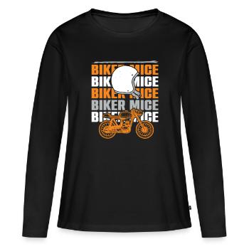 Devis motard motard - T-shirt manches longues Premium bio Femme - noir - Devant - Julia (174cm)