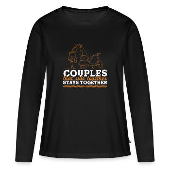 couples de motards disant couple - T-shirt manches longues Premium bio Femme - noir - Devant - Julia (174cm)